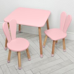 Дитячий дерев'яний столик і два стільці "Зайчик" 04-025R+1 Рожевий 04-025R+1 фото