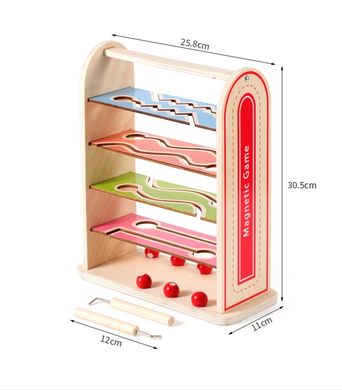 Деревянный магнитный лабиринт с шариками (4 этажа, 4 маршрута, 6 шариков, 2 инструмента) MD 1772 MD 1772 фото