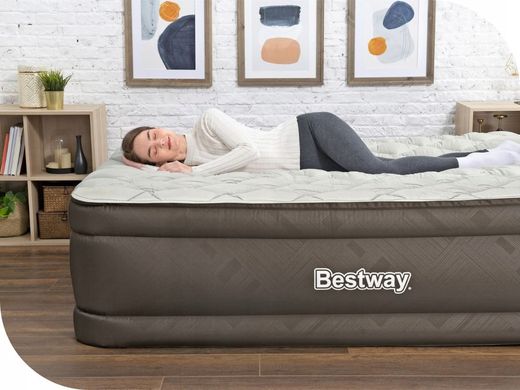 Надувная двуспальная кровать Bestway 69145 (203-152-51) со встроенным электрическим насосом, велюровый матрас 69145 фото