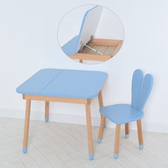 Дитячий дерев'яний столик та стільчик "Зайчик" 04-025BLAKYTN-DESK Синій (з ящиком під стільницею) 04-025BLAKYTN-DESK фото
