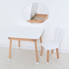 Дитячий дерев'яний столик та стільчик "Зайчик" 04-025W-DESK Білий (з ящиком під стільницею) 04-025W-DESK фото