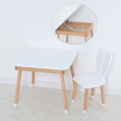 Дитячий дерев'яний столик та стільчик "Зайчик" 04-025W-DESK Білий (з ящиком під стільницею) 04-025W-TABLE фото
