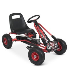 Дитячий карт (надувні колеса, ручне гальмо) Bambi M 0645(2)-3 Червоний | Педальна машинка веломобіль
