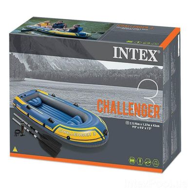 Човен надувний тримісний Intex Challenger-3 68370 Синій (295х137 см, весла, насос) M 68370 фото