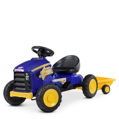 Дитячий педальний трактор з причепом Bambi (ручне гальмо) M 4907-4 Синий