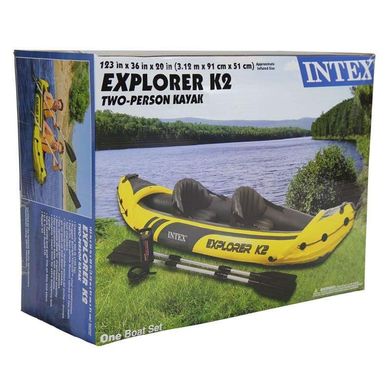 Надувная лодка-байдарка кайак Challenger K2 Kayak, двухместная Intex 68307 Желтый MR 68307 фото