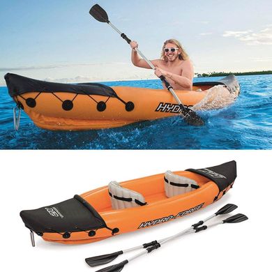 Двухместная надувная байдарка (каяк) Bestway 65077 Lite-Rapid X2 Kayak, 321 см x 88 см, оранжевая (весла) 65077 фото