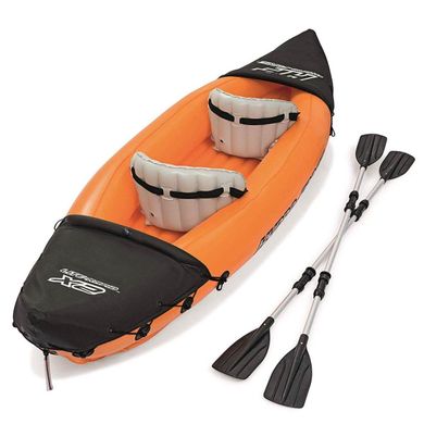 Двухместная надувная байдарка (каяк) Bestway 65077 Lite-Rapid X2 Kayak, 321 см x 88 см, оранжевая (весла) 65077 фото