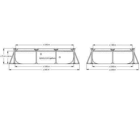 Басейн каркасний прямокутний (300 x 200 x 75 см, 3834 л) Intex 28272 28272 фото