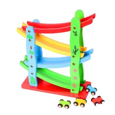 Деревянная горка Трек TREE TOYS (с машинками, 28 см) MD 2688 MD 2688 фото