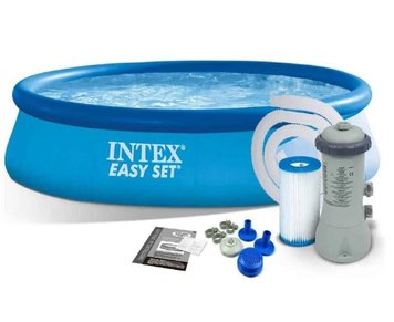 Надувний безкаркасний круглий басейн Intex 28118 (305-61см, 3077л, фільтр-насосом 220V) Синій