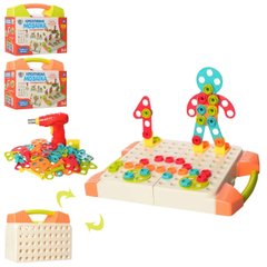 Мозаїка болтова Limo Toy (129 деталей, шуруповерт, 2 кольори, на батарейках, у валізі) M 5480