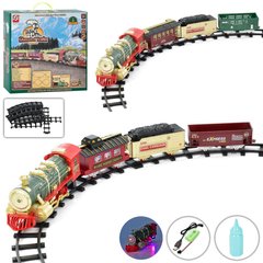 Залізниця (2 види, локомотив, 3 вагони, 24 предмети, акумулятор, USB, світло, музика, пара) 3115AB 3115AB фото